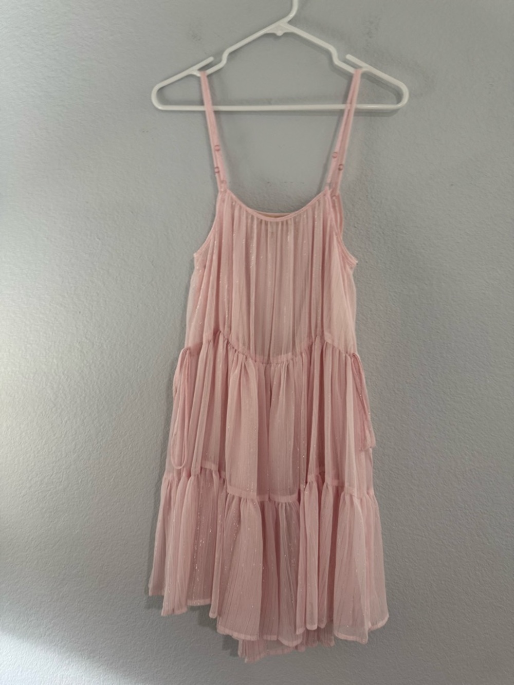 Women’s Pink Tiered Tulle Party Dress with Lining - Picture 3 of 8